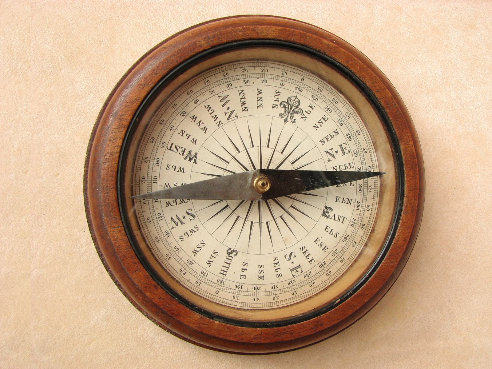 Late 19th century Francis Barker mahogany desk top compass
